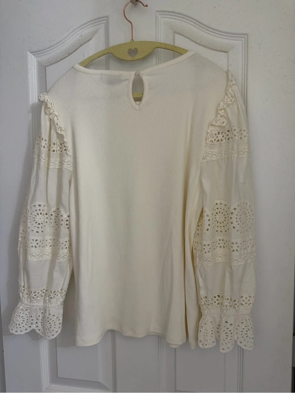 J. Crew Women's White Eyelet Puff Sleeve Top